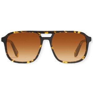 QUAY On The Fly Sunglasses Yellow Tortoise Brown Orange Gradient Lens Unisex NWT